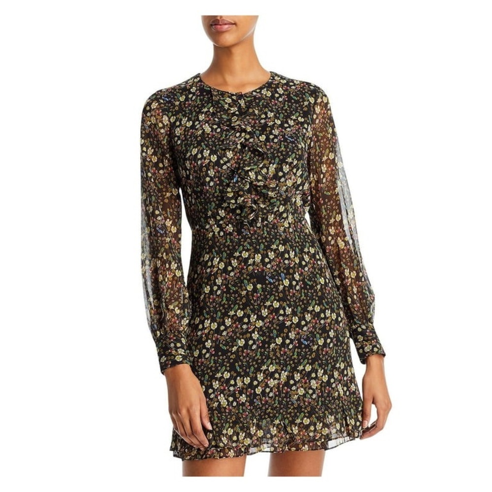 French Connection Womens Hallie Chiffon Floral Print Mini Dress